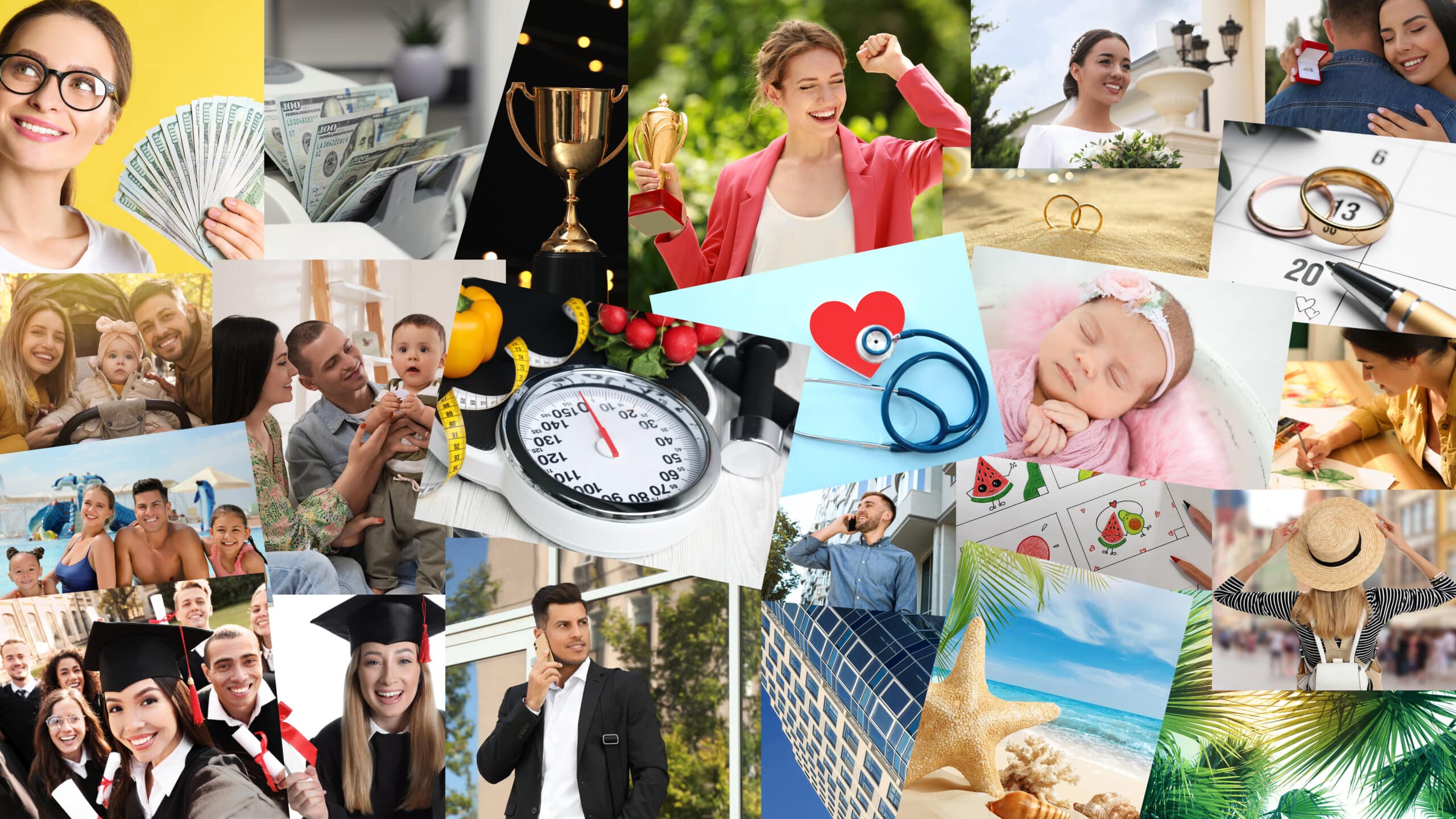 vision board displaying multiple images
